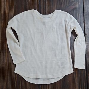 White Long Sleeve Waffle Knit Shirt